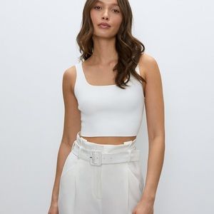 BNWT Babaton Sculpt Knit Crop Tank White